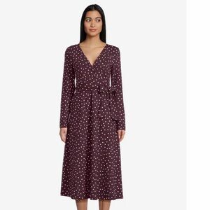Pact Burgundy Polka Dot Midi Dress